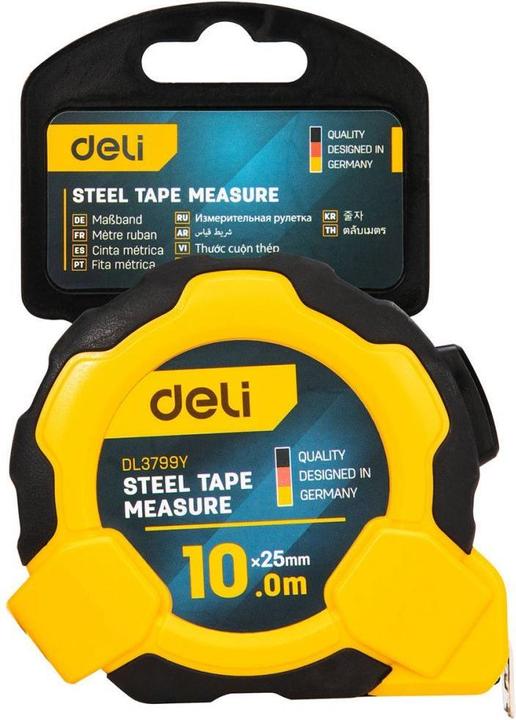 Produktbild Deli Tools Steel Measuring Tape 10m/25mm EDL3799Y (yellow)