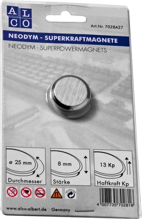 Alco Aimant super-puissant, argent brossé 25mm (1 x)