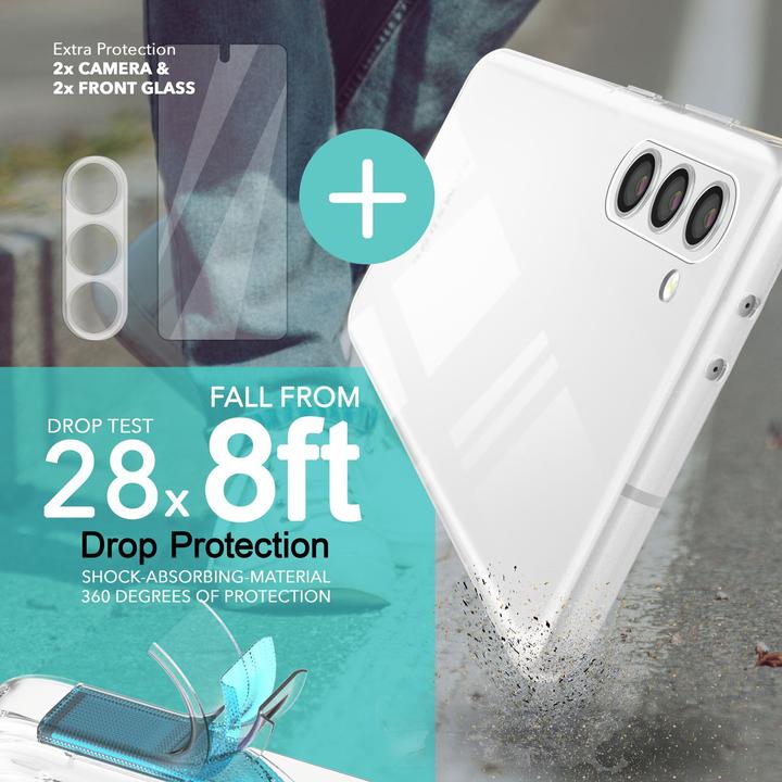 Produktbild Nalia Klare Silikon Hülle mit 2x Display- & Kameraschutz (Samsung Galaxy S23)