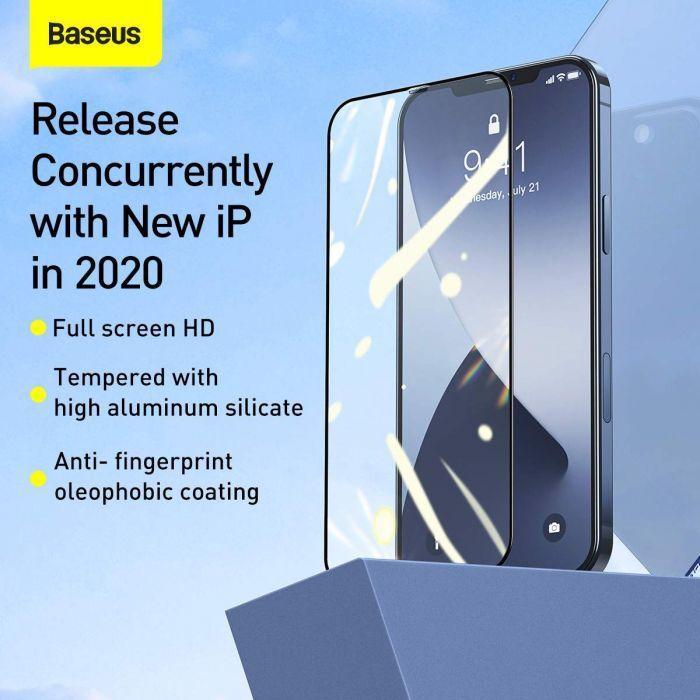 Immagine prodotto Baseus 0.25mm a tutto schermo e a tutto vetro Film di vetro temperato per iP 5.4inch 2020 (2pcs/pack) Nero (2 Pezzo/i, Apple iPhone 12 mini)