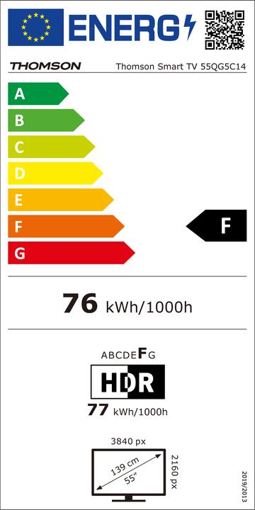Energy Label Thomson TV SET LCD 55" QLED 4K/55QG5C14 (55")
