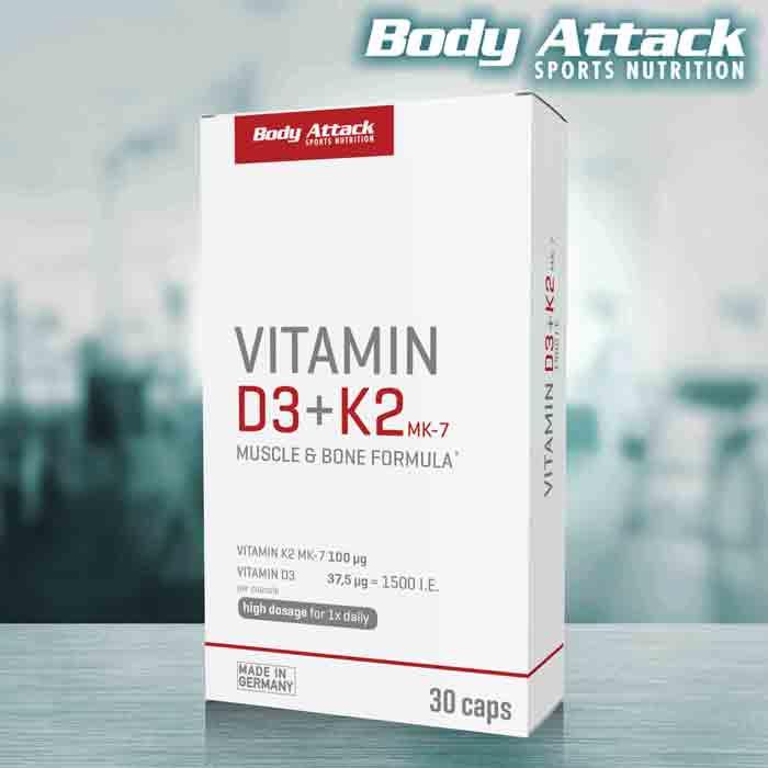 Image du produit Body Attack Vitamin D3 + K2 (30 pièce(s), Capsules, 16.30 g)