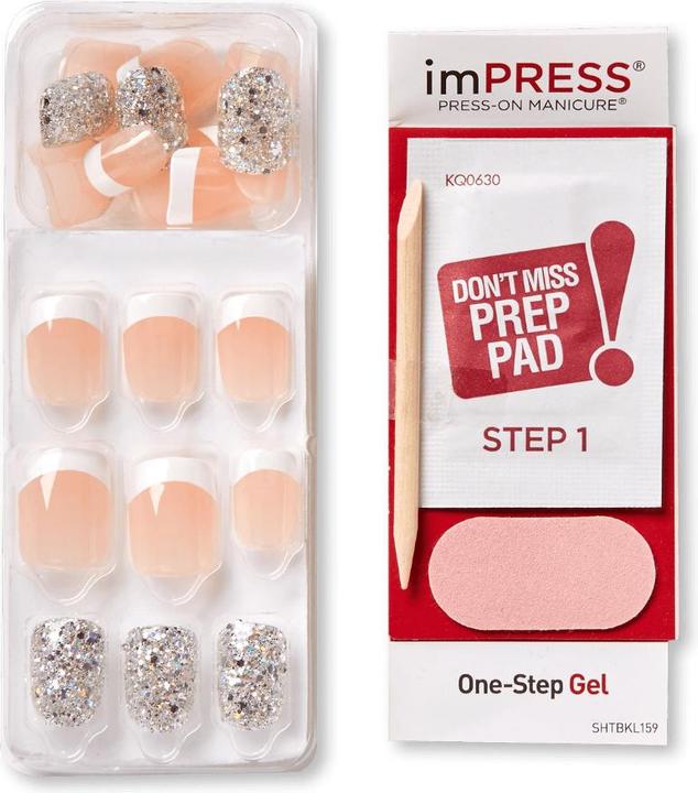 Immagine prodotto KISS Set di unghie artificiali Time Slip 30 pezzi (Unghie artificiali, Bianco, Trasparente)