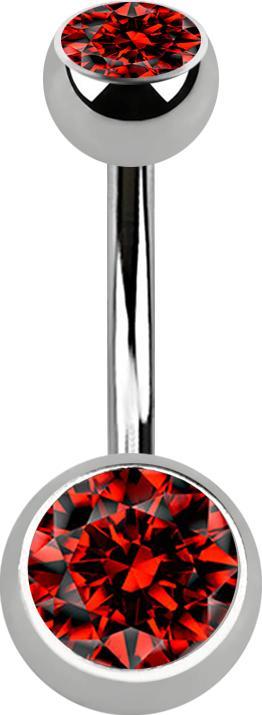 Immagine prodotto Star Piercing Banana argento con due sfere argento cristallo rosso (senza ottone, Titanio G23)