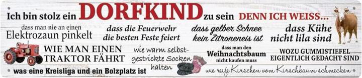 Blechschild Dorfkind II (46 x 10 cm)