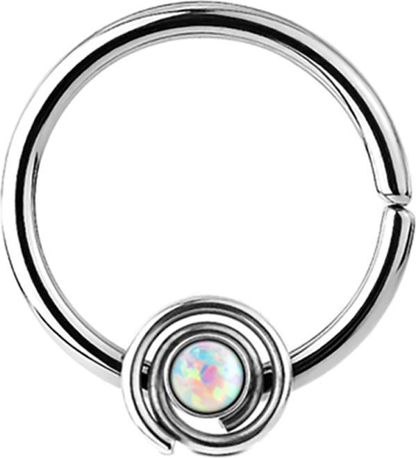 Actual product image Star Piercing Septum ring spiral with opal white (Surgical steel 316L, without brass)