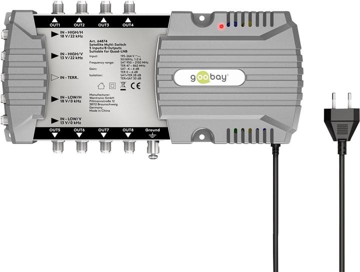 Produktbild Goobay Sat-Multischalter 5 Eingänge/8 Ausgänge (Multischalter)