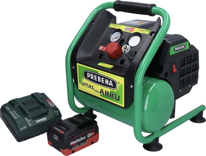 Actual product image Prebena VITAS 100-AKKU Compressor 18 V 5 l 8 bar CAS Brushless + 1x battery 10.0 Ah + charger (8 bar, 5 l)