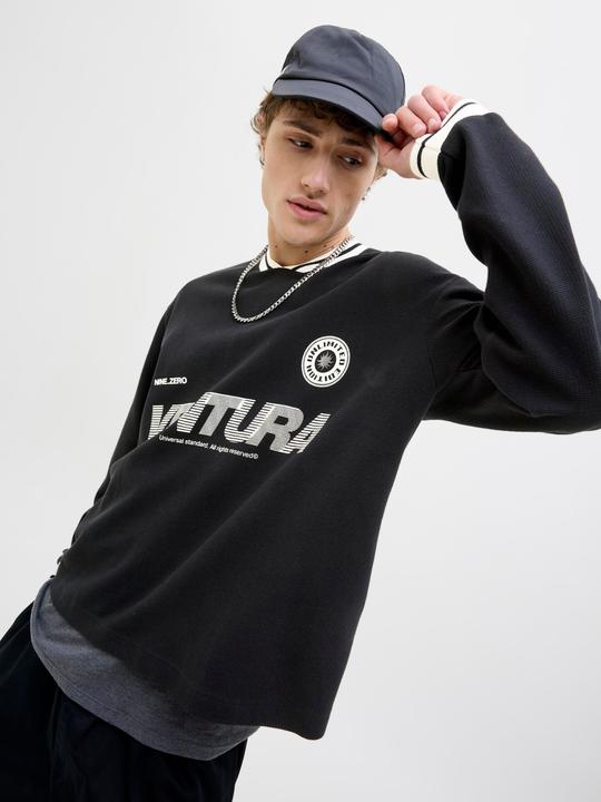 Actual product image Jack & Jones Jcohorizon Sports Print Sweat Ls V-Neck (M)