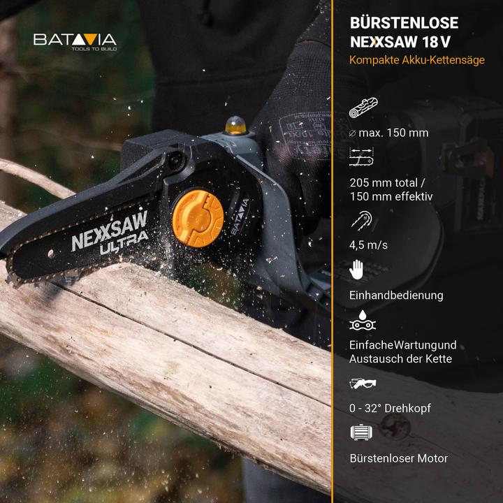 Produktbild Batavia NEXXSAW ULTRA 18 V Kettensäge Maxxpack (ohne Akkuund Ladegerät) (Akku Kettensäge)