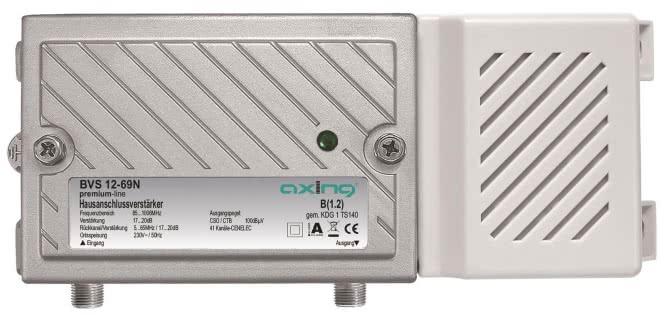 Actual product image Axing Amplifier BVS 12-69N 20 dB,100 dBaeV CSO/CTB,1006 MHz (Original remote control)