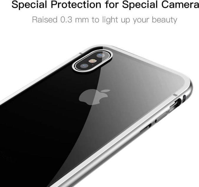 Immagine prodotto Baseus iPhone X Magnetic Aluminium Protective Case Glass BackSilver (Apple iPhone X)