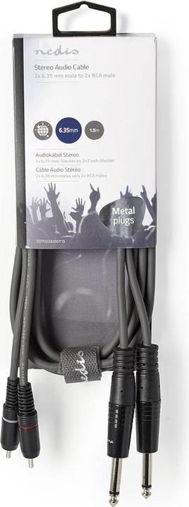 Actual product image Nedis Audio cable stereo 2X 6.35 mm male 2X RCA mac (1.50 m, Cinch)
