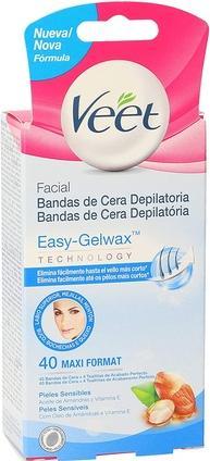 Veet Easy Gelwax Gesichtsbänder Enthaarungswachs 40 Streifen (40 ml, 1 x, 30 g)