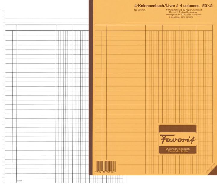 Actual product image Favorit Carbonless copybook columns with carbonless paper (100 x)