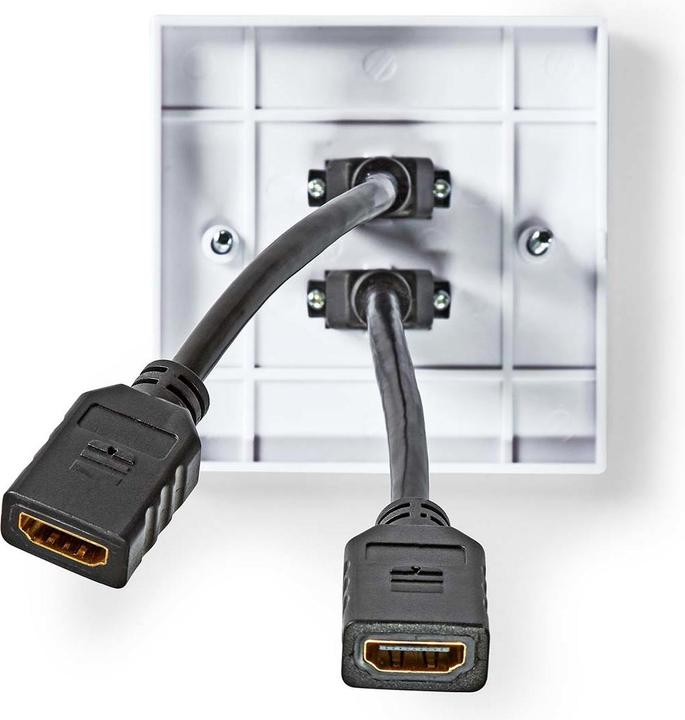 Actual product image Nedis HDMI™ Wall Box | 2x HDMI™ Female | 4K@60Hz | HDMI™ Socket | Black | 18 Gbps | Gold-plated | Um (0.09 m, HDMI)