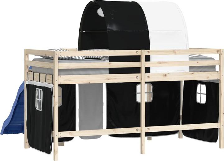 Actual product image VidaXL Curtains for loft bed with tunnel white and black