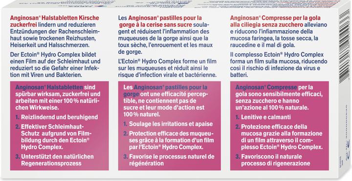 Valeurs nutritives et ingrédients Tetesept Anginosan pastilles pour la gorge cerise 24 pastilles (24 pièce(s))