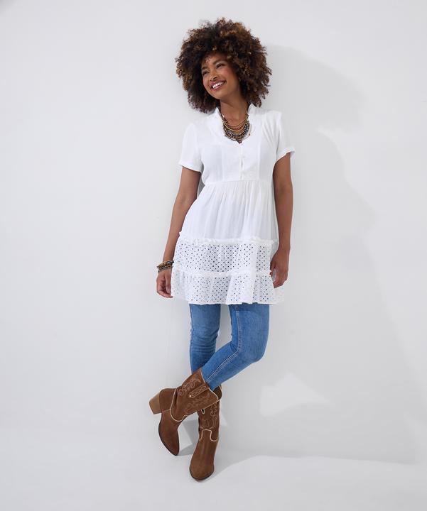 Produktbild Joe Browns Embroidered Bib Broderie Hem Cotton Tunic Dress (14)