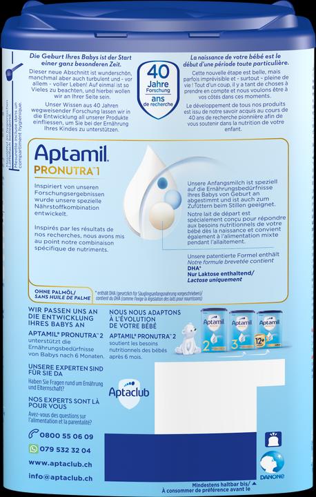 Nährwerte und Zutaten Aptamil Pronutra 1 (800 g, ab Geburt)