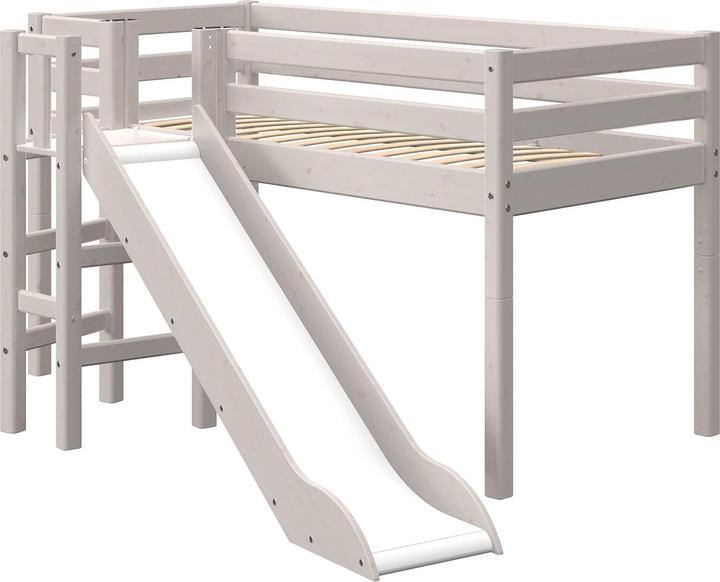 Flexa Halbhohes Bett Classic mit Rutsche und Plattform (90 x 200 cm)