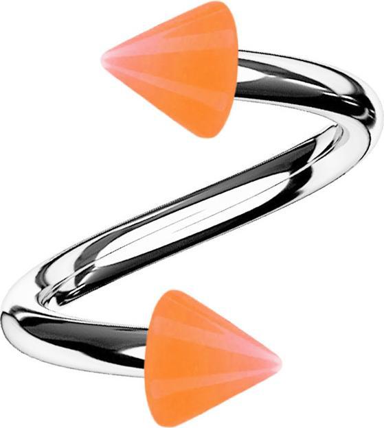 Produktbild Star Piercing Micro Spirale silber mit zwei Cones orange (Acryl, ohne Messing, Chirurgenstahl 316L)