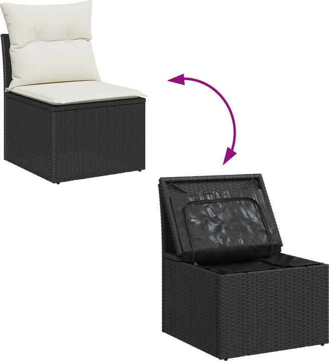 Produktbild VidaXL 5-teiliges Garten Sofa Set mit Kissen Schwarz Poly Rattan
