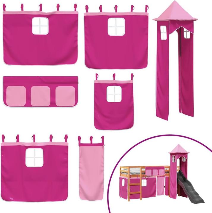 Immagine prodotto VidaXL Letto a soppalco per bambini con torre Pink (90 x 200 cm)