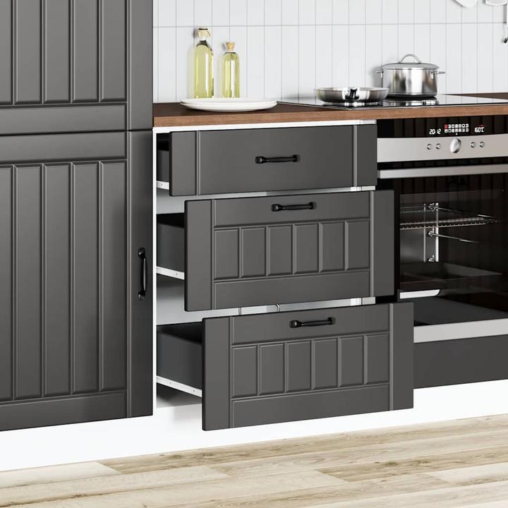 Produktbild VidaXL Küchen-Unterschrank Lucca Schwarz Holzwerkstoff Spülenunterschrank (60 x 46 x 81.5 cm)