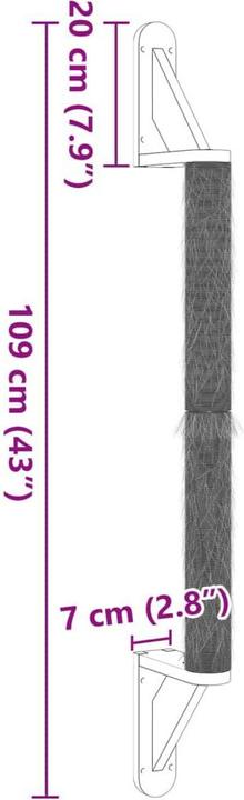 Immagine prodotto VidaXL Tiragraffi da parete 109 cm in sisal (109 cm, Marrone)