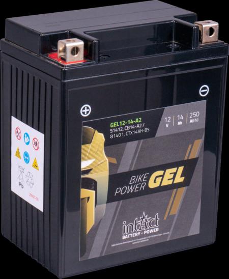 Immagine prodotto Intact GEL12-14-A2 Bike-Power GEL 14Ah batteria moto (DIN 51412 / 81401) YB14-A2 / YTX14AH-BS (12 V, 14 Ah, 250 A)
