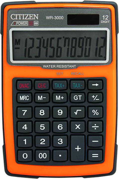 Citizen calculator Waterproof WR-3000 calculator, 152x105mm, orange (Solar cells, Batteries)