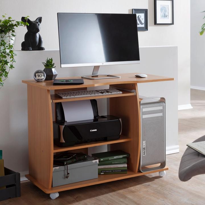 Actual product image FineBuy Desk with Wheels Beech 90 x 71 x 50 cm with Keyboard Excerpt | Laptop Table on Lockable W...