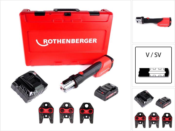 Produktbild Rothenberger ROMAX 4000 Set TH16-20-26 mm Akku Pressmaschine + 1x Akku 4,0Ah + Ladegerät + Pressback