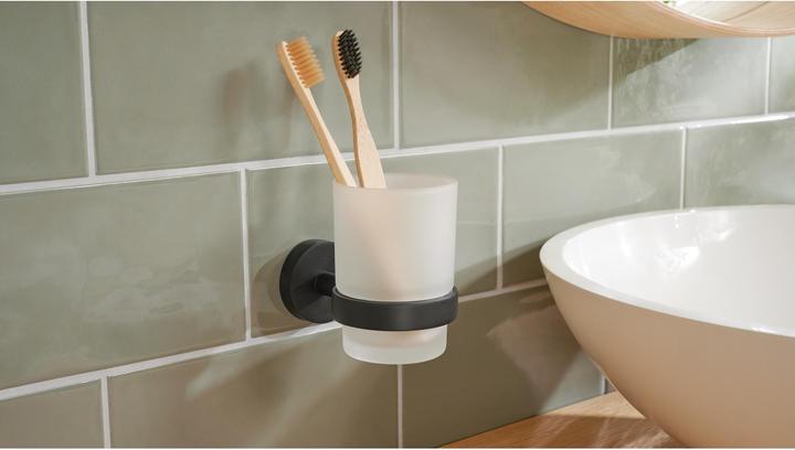 Image du produit tesa MOON BLACK Gobelet à dents avec solution adhésive sans perçage (9 x 13.5 x 18 cm)