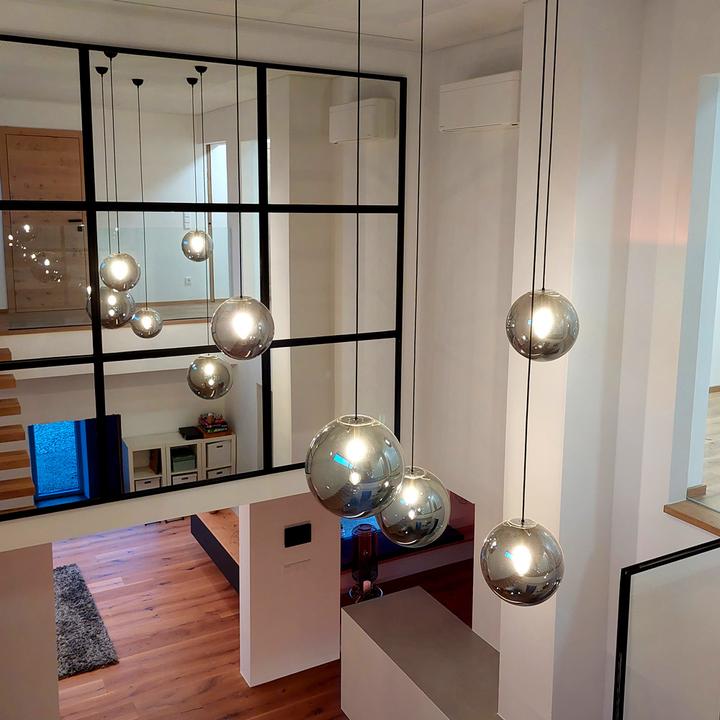 Immagine prodotto s.luce Lampada da galleria a globo in vetro Orb con sospensione di 5 metri (E27)
