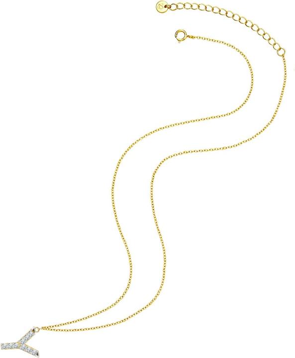 Actual product image Glanzstücke München Ladies letter Y sterling silver cubic zirconia yellow gold 45.0 cm base chain + 5.0 cm extension - (Sterling Silver, 40 - 45 cm)