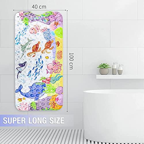 Produktbild Activity Board Rutschfeste Badematte für Kinder (100 x 40 cm), Badematte mit Meerestiermotiven und 200 Saugnäpfen