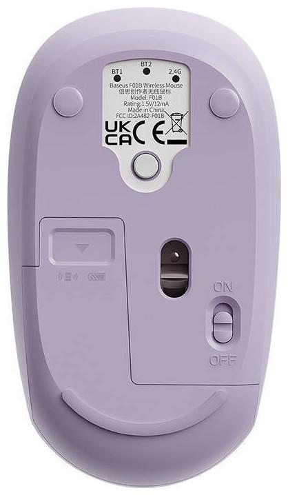 Actual product image Baseus Wireless Mouse F01B Tri-Mode 2.4 G BT 5.0 1600 DPI (purple) (Wireless)