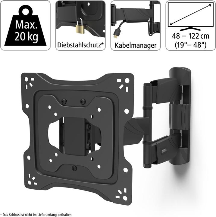 Immagine prodotto Hama Fullmotion Professional (Muro, 48.03", 25 kg)