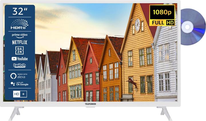 Actual product image Telefunken XF32SN550SD-W 32-inch TV / Smart TV (Full HD, HDR, triple tuner, DVD player) - Ink (32", LED, Full HD, 2024)