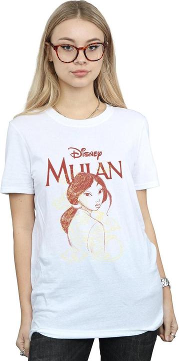 Actual product image Disney Womens/Ladies Mulan Dragon Sketch Cotton Boyfriend T-Shirt (XXL)