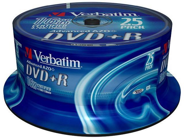 Produktbild Verbatim DVD+R, 4.7GB, 16x Spindel (25 x)