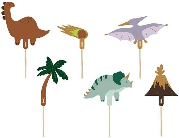 Partydeco Cake topper dinosaur mix, 8-12 cm, 6 pieces