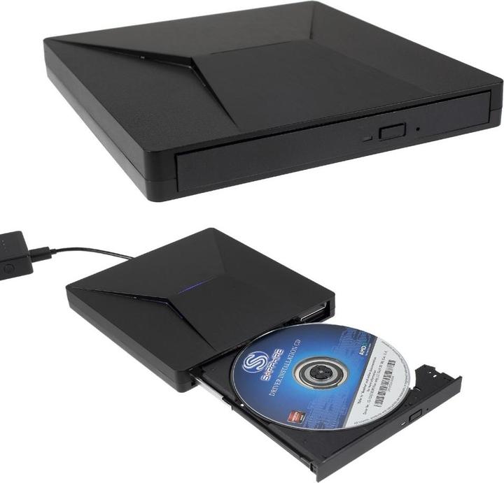 Apfelkiste Lecteur externe Slim USB C & USB 3.0 CD DVD-RW (Graveur de DVD, Graveur de CD)