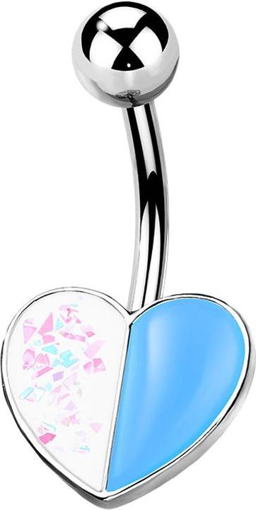 Star Piercing Banane silber Herz Opal Glitter und emaille blau (Chirurgenstahl 316L, Messing)