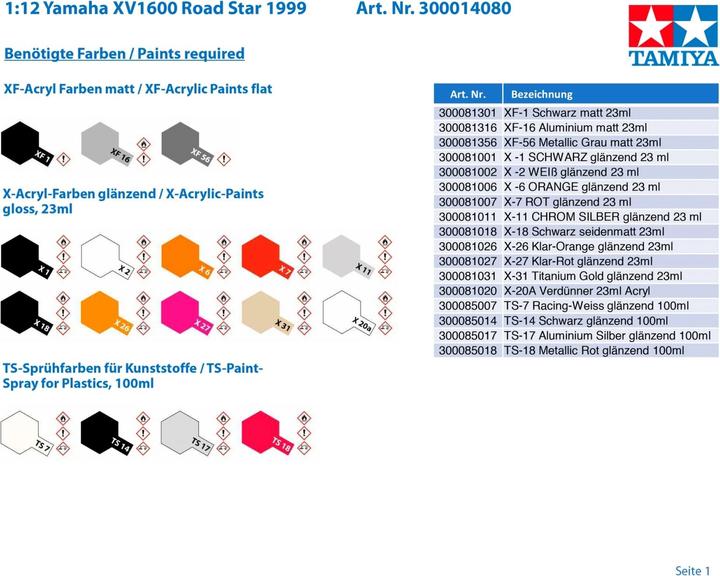 Produktbild Tamiya 1:12 Yamaha XV1600 Road Star 1999