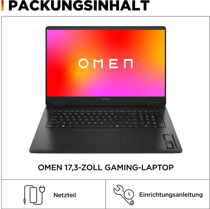 Image du produit HP OMEN 17-db0180ng 17.3" FHD IPS 144Hz, AMD Ryzen 7 8845HS, 16GB RAM, 1TB SSD, RTX 4060, Windows 11 (17.30", AMD Ryzen 7 8845HS, 16 Go, 1000 Go, DE)