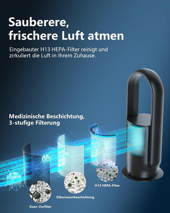 Image du produit U Ultty Rotorloser Turmventilator mit Luftreiniger und HEPA Filter (32 dB)