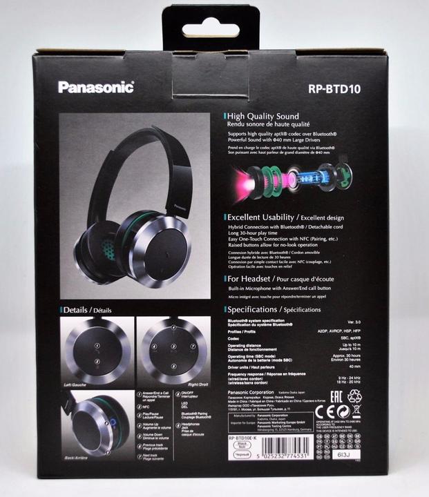 Produktbild Panasonic Rp-Btd10 (30 h, Kabelgebunden)